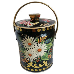Vintage Murray Allen Regal Crown Metal Tin Canister Floral
